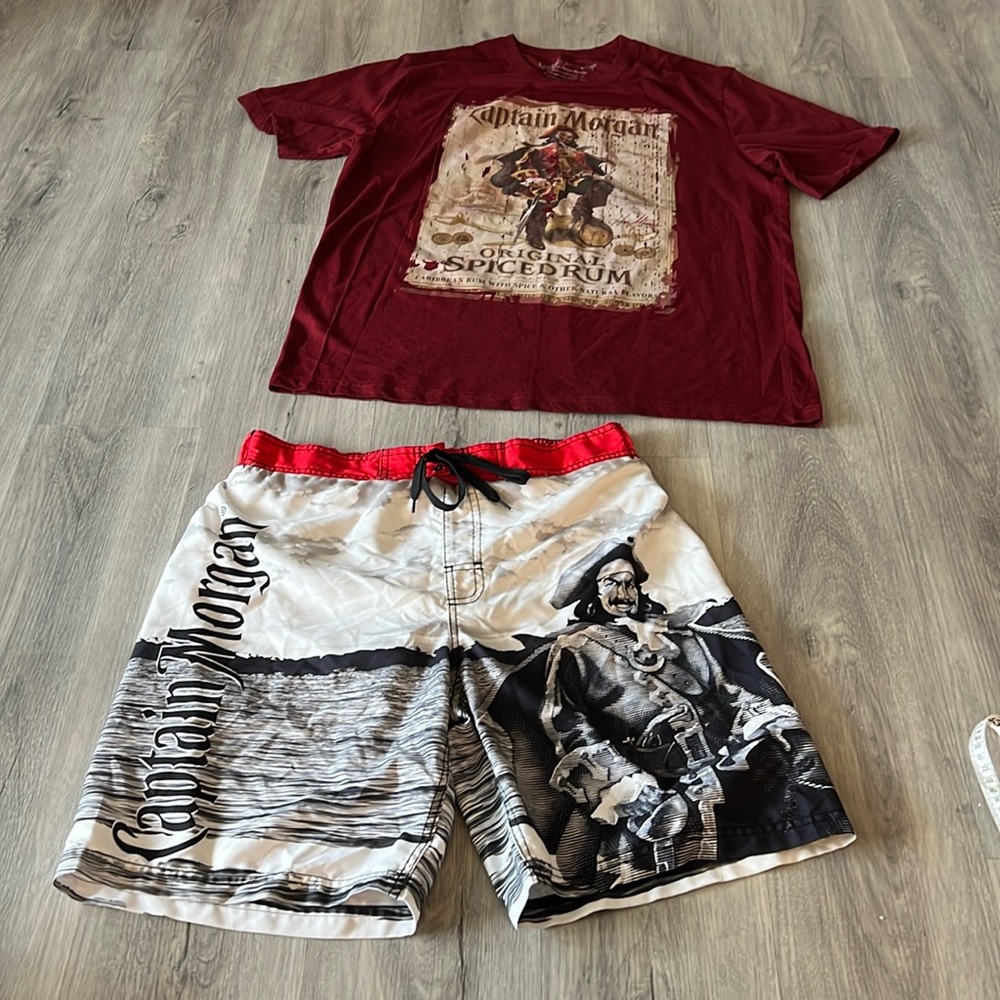 🧡💙 Captain Morgan shorts and shirt set